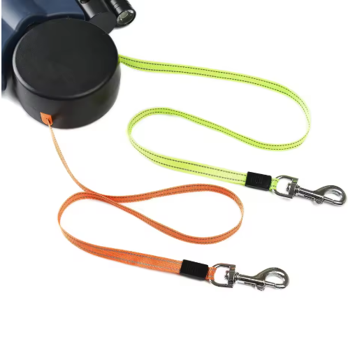 Retractable Double Dog Leash – Walk Two Dogs at Once with Built-In Light