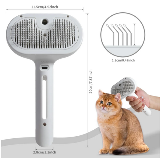 2-in-1 Pet Grooming Spray Brush – Deshedding Brush with Built-In Water Sprayer for Dogs & Cats